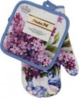 Комплект для кухни: рукавица 27см, прихватка 17х17см Коллекция: Цветущая сирень, КИТАЙ, код 01209110292, штрихкод 691574227855, артикул УТ-00553114