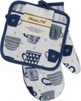Комплект для кухни: рукавица 27см, прихватка 17х17см Коллекция: Чайный блюз, КИТАЙ, код 01209110293, штрихкод 692465421490, артикул УТ-00553107