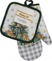 Комплект для кухни: рукавица 27см, прихватка 17х17см Коллекция: Новогодняя ель, КИТАЙ, код 01210070221, штрихкод 691287421643, артикул УТ-00553108