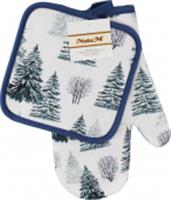 Кухонный набор NataM: рукавица 27см и прихватка 17х17см (Коллекция: Зимний лес), КИТАЙ, код 01210060225, штрихкод 692434135992, артикул 2PKS002