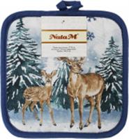 Прихватка кухонная 17х17см Коллекция: Олени в зимнем лесу, Китай, код 01210070010, штрихкод 693698812697, артикул PH001001