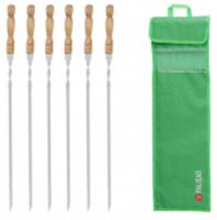 Набор шампуров угловых, 650 мм, с деревянной рукояткой, в чехле, 6 шт., Camping Palisad 69752, Китай, код 01401230051, штрихкод 404499625874