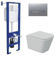 Инсталляция комплект Berges АТОМ Line кнопка матовый хром, FLOE S Rimless Floe S Slim SO, Россия, код 02112070004, штрихкод 461026151388, артикул 043347