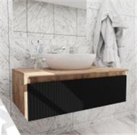 Тумба МЕГАНО А 80 ультра со столешницей (дуб бунратти+черный), 144084, Россия, код 0250001641, штрихкод 466011624323