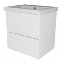 Тумба с раковиной STELLA 60 КОМПЛЕКТ подвесной с двумя ящиками Белый глянец, Россия, код 0250001678, артикул Stl.01.60/1WGL