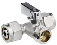 Кран шаровой трёхпроходной под м/п трубу 16 х 1/2