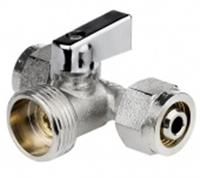 Кран шаровой трёхпроходной под м/п трубу 16 х 3/4