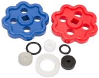 Набор ремонтный для кран-буксы и вентилей Ду-15, 20, 25 Ромашка (красная+синяя), MP, Китай, код 0290400315, штрихкод 468024009860, артикул ИС.131412