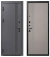 Дверь металлическая V-17 МУАР ЧЕРНЫЙ-КАШЕМИР ГРЕЙ (108мм) левая 960*2050 два замка, Россия, код 03402060358