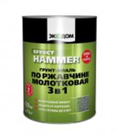 ЭКОДОМ Грунт-эмаль по ржавчине 3в1 молотковая 0,9кг черный, РОССИЯ, код 04101210031, штрихкод 466000965209, артикул 65209