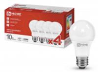 Лампа 10W LED-A60-VC 4PACK 10Вт 230В Е27 4000К 950Лм (4шт./упак) IN HOME, Китай, код 05103010247, штрихкод 469061204764, артикул 4690612047645