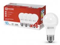 Лампа 10W LED-A60-VC 4PACK 10Вт 230В Е27 6500К 950Лм (4шт./упак) IN HOME, Китай, код 05103010248, штрихкод 469061204765, артикул 4690612047652