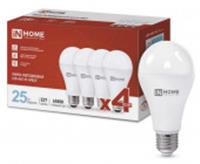 Лампа 25W LED-A65-VC 4PACK 25Вт 230В Е27 6500К 2380Лм (4шт./упак) IN HOME, Китай, код 05103010256, штрихкод 469061205253, артикул 4690612052533