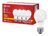 Лампа LED-A60-VC 4PACK 15Вт 230В Е27 3000К 1430Лм (4шт./упак) IN HOME, Китай, код 05103010268, штрихкод 469061206304, артикул 4690612063041