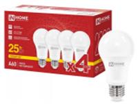 Лампа LED-A60-VC 4PACK 25Вт 230В Е27 3000К 2380Лм (4шт./упак) IN HOME, Китай, код 05103010265, штрихкод 469061206306, артикул 4690612063065