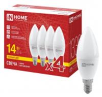 Лампа 14W LED-СВЕЧА-VC 4PACK 14Вт 230В Е14 3000К 1330Лм (4шт./упак) IN HOME, Китай, код 05103030212, штрихкод 469061206311, артикул 4690612063119