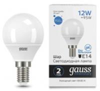 12W Лампа Gauss Elementary Шар 950lm 6500K Е14 LED, КИТАЙ, код 05103050114, штрихкод 462718448911, артикул 53132