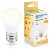 Лампа 11W LED G45 11W IC E27 2700K 175-265V, Китай, код 05103060171, штрихкод 465030461963, артикул 451103