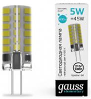 5W Лампа GaussElementary G4AC210-240V400lm4100 Kсиликон LED, КИТАЙ, код 05203080205, штрихкод 462718448840, артикул 18025