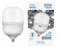 60W Лампа Gauss Elementary T160 5600lm 6500K E27 LED, КИТАЙ, код 05103120040, штрихкод 462715364114, артикул 63236