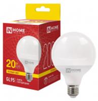Лампа LED-GL95-VC 20Вт 230В Е27 3000К 2000Лм 95мм IN HOME, Китай, код 05103260180, штрихкод 469061206397, артикул 4690612063973
