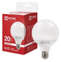 Лампа LED-GL95-VC 20Вт 230В Е27 4000К 2000Лм 95мм IN HOME, Китай, код 05103260181, штрихкод 469061206398, артикул 4690612063980