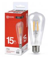 Лампа LED-ST64-deco 15Вт 230В Е27 4000К 1720Лм прозрачная IN HOME, КИТАЙ, код 05103260140, штрихкод 469061205085, артикул 4690612050850