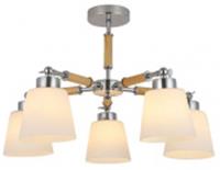 Люстра LV 9223/5 Бени Хром/светлое дерево E27 Люстра Я, Китай, код 05202200003, штрихкод 400125262753, артикул LV 9223/5