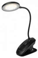 Настольный светильник ЭРА NLED-513-6W-BK светодиодный аккумуляторный на прищепке черный, Китай, код 0521200369, штрихкод 506307901196, артикул Б0057210