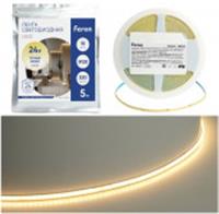 Лента светодиодная LS532 COB 320SMD(2110)/ 10Вт/м 24V 5000*5*1.8мм 3000К , IP20 Ширина - 5 мм, Китай, код 05228260039, штрихкод 465782689291, артикул 51844