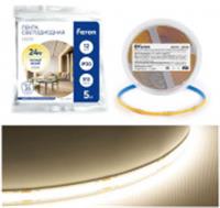 Лента светодиодная 512SMD(2110) 12Вт/м 24V 5000*10*1.8мм IP20 3000К, LS530 FERON, Китай, код 05228260036, штрихкод 465778812878, артикул 48970