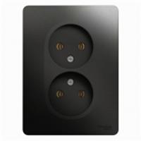 Розетка без заземления 2-ая Glossa Антрацит 16А (в сборе), Россия, код 05401490018, штрихкод 360648543645, артикул SE GSL000720