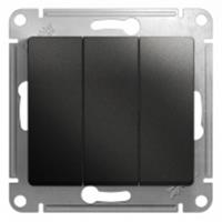 Выключатель 3-клавищный Glossa Антрацит 10А, Россия, код 05401490010, штрихкод 360648543648, артикул SE GSL000731