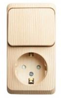 Блок выключатель 1 клавишный+розетка с/з со шторками Этюд сосна SE BPA16-201D, Россия, код 05402180048, штрихкод 360648098145
