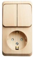 Блок выключатель 2 клавишный+розетка с/з со шторками Этюд сосна SE BPA16-202D, Россия, код 05402180050, штрихкод 360648098147
