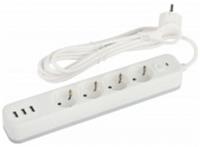 Сетевой фильтр (4с/з+3хUSB, 3м) белый с выключателем, USF-4es-3m-3xUSBA-W ЭРА, Китай, код 0572300009, штрихкод 506307904710, артикул Б0059569