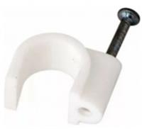 Скоба 10мм круглая пластик (белая) (50 шт) REXANT 07-4010, Китай, код 05802310007, штрихкод 461000360353