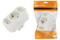 Разветвитель TDM 1 с/з 16А + 2б/з 2,5 А под плоскую вилку белый SQ1806-0201, Китай, код 05803070077, штрихкод 469025925135