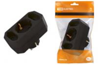 Разветвитель TDM 1 с/з 16А + 2б/з 2,5 А под плоскую вилку чёрный SQ1806-0301, Китай, код 05803070082, штрихкод 469025925546