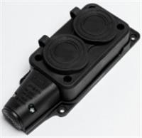 Розетка наружная 2-ая с/з с заглушками 16А IP54 DYNEL DY-01-01-007, Россия, код 0581100160, штрихкод 467020820006