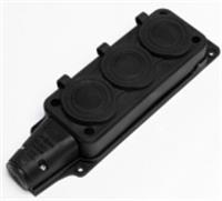 Розетка наружная 3-ая с/з с заглушками 16А IP54 DYNEL DY-01-01-008, Россия, код 0581100161, штрихкод 467020820007