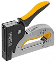 Степлер металл., скобы в комплекте, плавная регулировка удара, 2К рукоятка, тип 53, 4-14 мм// Denzel, ИНДИЯ, код 0661300116, штрихкод 404499623632, артикул 40223