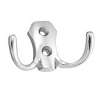 Крючок мебельный двухрожковый, хром KR 0020, Китай, код 0640101013, штрихкод 469060225494