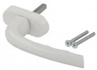 Ручка оконная алюминиевая 38 мм 45 гр + 2 винта 5х45 белый (9016), Россия, код 08708000091, артикул INT0095.07