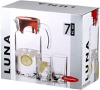 Набор 6 стаканов + кувшинн-р д/воды с красной крышкой. 97328 LUNA(1018051) РОССИЯ, код 30003030001, штрихкод 460606502540, артикул 97328