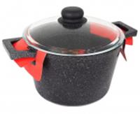 Кастрюля 5,0л SA-P03-5 Каменная Black с крышкой литая черная, РОССИЯ, код 35001090066, штрихкод 465782392132, артикул SA-P03-5
