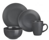 Набор столовой посуды Millimi 16пр (тарелки 26см*4, тарелки 20см*4, салатники 650мл*4, кружка 340мл*4) керамика, серый, Китай, код 4010200691, штрихкод 461042205807, артикул 824-237