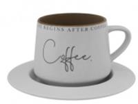 Чайная пара Coffee Чашка 320мл, блюдце d147х14мм Цвет: светло-серый KRJYD1104-W23012-1, КИТАЙ, код 4010600232, штрихкод 694729604418, артикул KRJYD1104-W23012-1