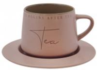 Чайная пара Tea Чашка 320мл, блюдце d147х14мм Цвет: пыльная роза KRJYD1104-W23012-2, КИТАЙ, код 4010600231, штрихкод 695158309524, артикул KRJYD1104-W23012-2