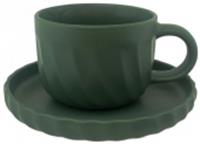 Чайная пара: чашка 300мл, блюдце d153х21мм Коллекция Ариэль Цвет: зеленый KRJYC1427-3, КИТАЙ, код 4010600242, штрихкод 690581526705, артикул KRJYC1427-3